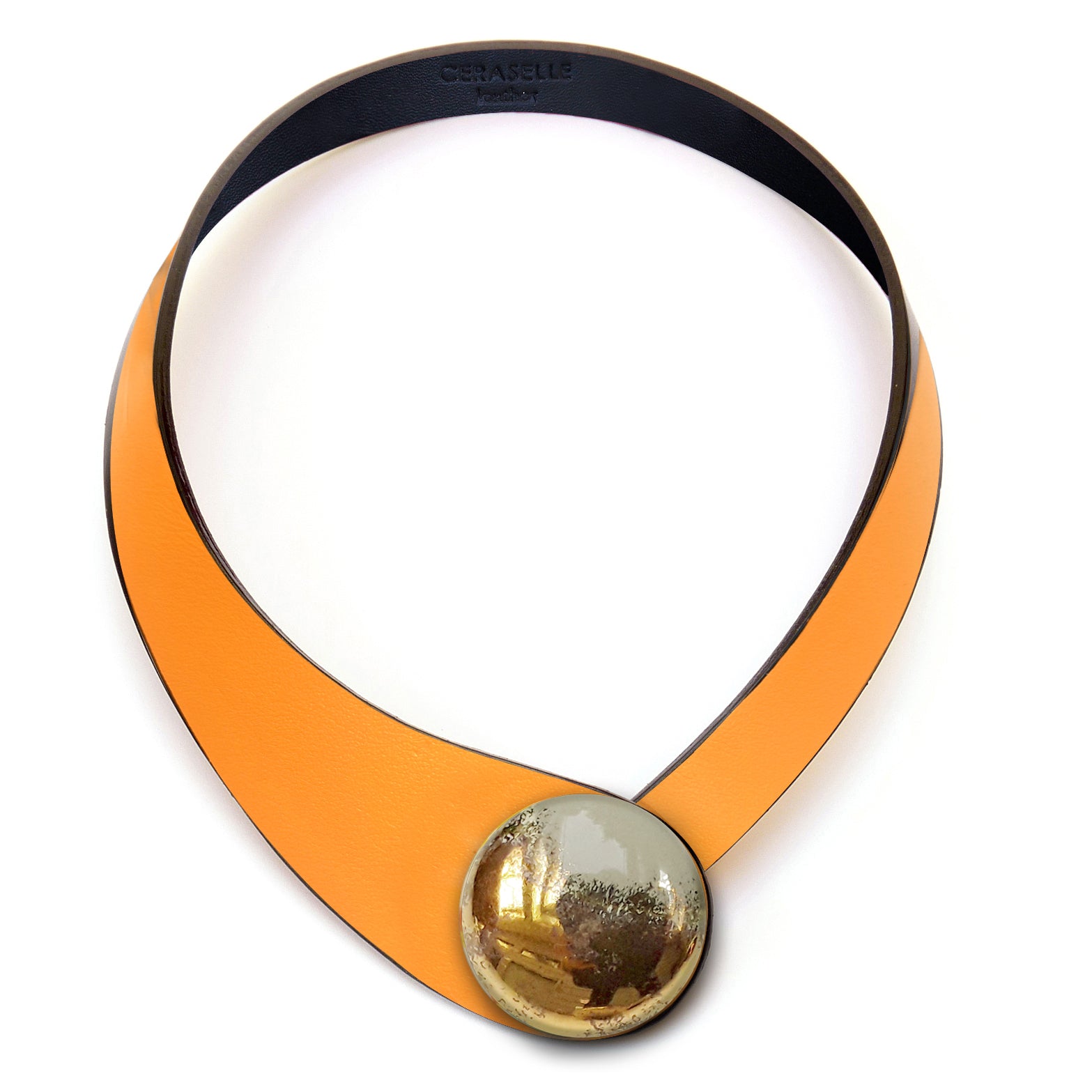 Albaricoque Leather Necklace + Ceramic Button