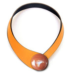 Load image into Gallery viewer, Albaricoque Leather Necklace + Ceramic Button
