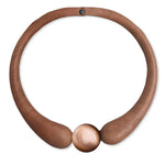 Load image into Gallery viewer, Beige Embossed Leather Necklace + Metal Button
