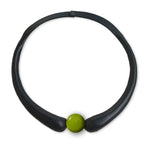 Load image into Gallery viewer, Black Embossed Leather Necklace + Little Ceramic Button
