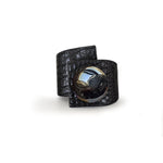 Carica l&#39;immagine nel visualizzatore di Gallery, Squared Button, Crossed Bracelet, Crocodile Printed Leather
