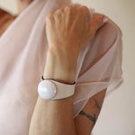 Load image into Gallery viewer, Ivory Leather Bracelet + Ceramic Button
