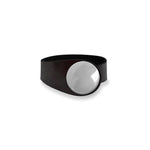 Load image into Gallery viewer, Deep Black Leather Bracelet + Red Ceramic Button
