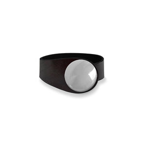 Deep Black Leather Bracelet + White Nacre Ceramic Button