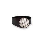 Load image into Gallery viewer, Deep Black Leather Bracelet + Hound tooth Ceramic Button
