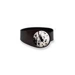 Load image into Gallery viewer, Deep Black Leather Bracelet + Splash Ceramic Button
