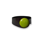 Load image into Gallery viewer, Deep Black Leather Bracelet + Green Ceramic Button
