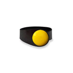 Load image into Gallery viewer, Deep Black Leather Bracelet + Yellow Ceramic Button
