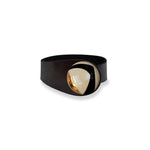 Load image into Gallery viewer, Deep Black Leather Bracelet + Red Ceramic Button

