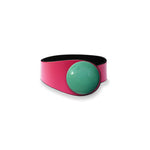 Load image into Gallery viewer, Fucsia Leather Bracelet + Ceramic Button
