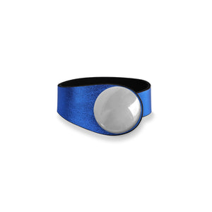 Blue Glittering Leather Bracelet + Ceramic Button