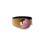 Load image into Gallery viewer, Gold Glittering Leather Bracelet + Ceramic Button
