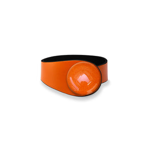 Orange Leather Bracelet + Ceramic Button