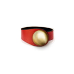 Load image into Gallery viewer, Red Leather Bracelet + Metal Button
