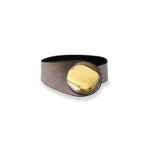 Silver Glittering Leather Bracelet + Metal Button