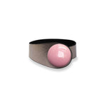 Load image into Gallery viewer, Silver Glittering Leather Bracelet + Ceramic Button
