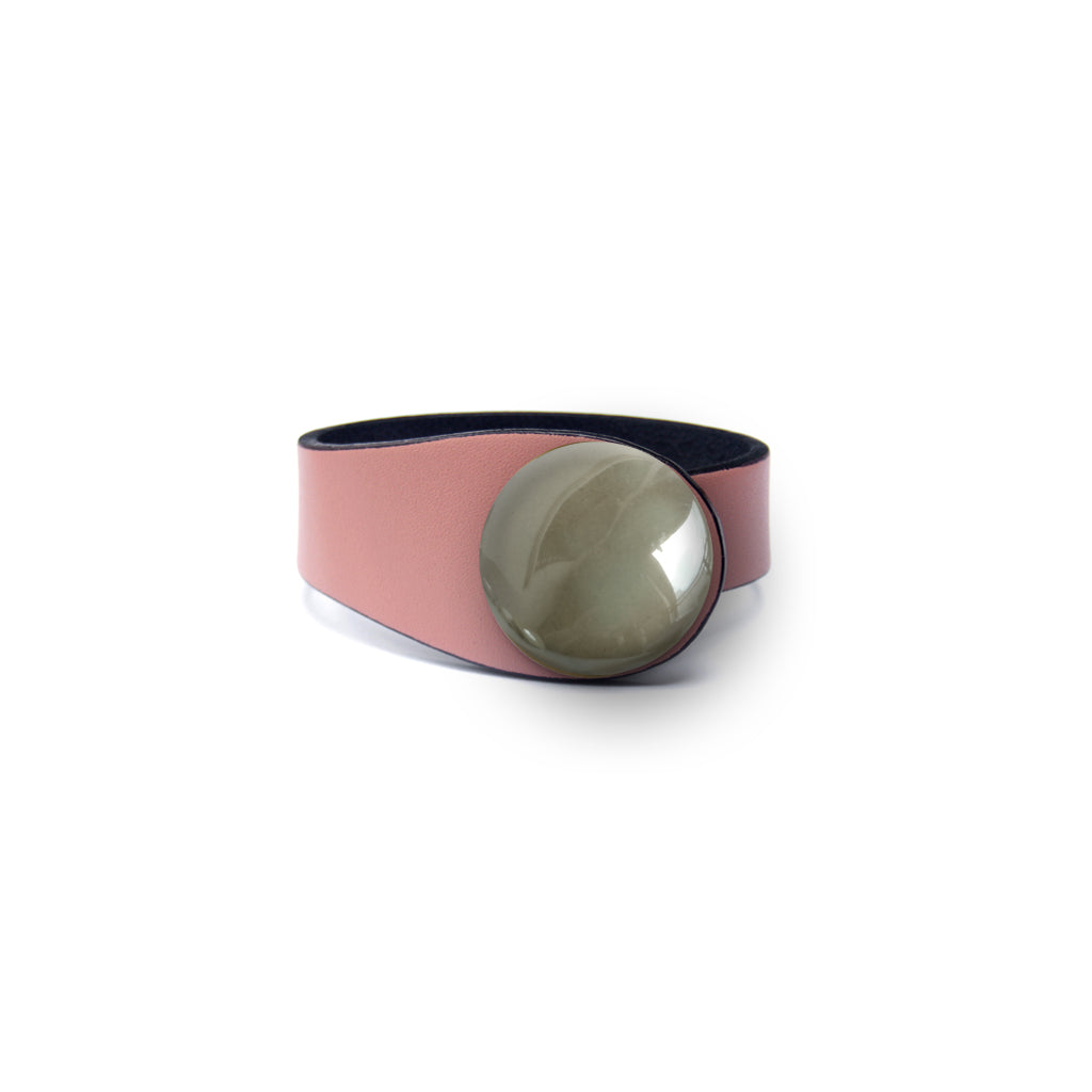 Copper Leather Bracelet + Ceramic Button