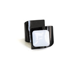 Carica l&#39;immagine nel visualizzatore di Gallery, Metal Button, Crossed Bracelet, Bright Black Leather
