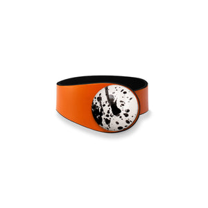 Orange Leather Bracelet + Ceramic Button