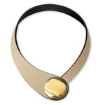 Load image into Gallery viewer, Beige Leather Necklace+ Metal Button
