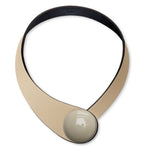 Load image into Gallery viewer, Beige Leather Necklace+ Ceramic Button
