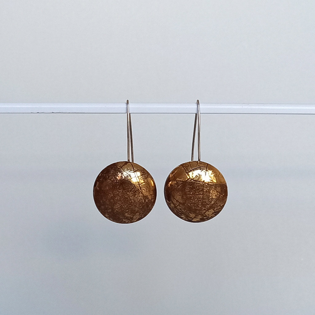 Brown & gold long earrings