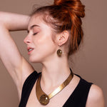 Load image into Gallery viewer, Brown &amp; gold long earrings
