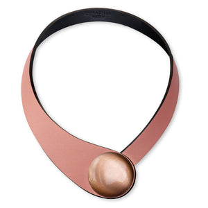 Copper Leather Necklace+ Metal Button