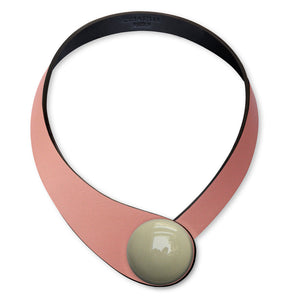 Copper Leather Necklace+ Ceramic Button