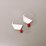 Load image into Gallery viewer, Hexagon Earrings + ceramic drops

