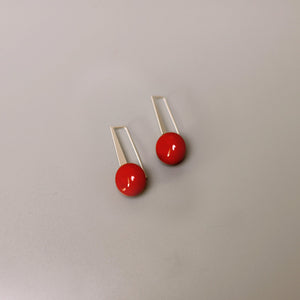 Red Short Rettangolo Earrings