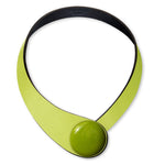 Load image into Gallery viewer, Green Leather Necklace + Ceramic Button
