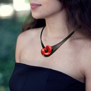 Leather Flower Necklace
