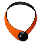 Load image into Gallery viewer, Orange Leather Necklace + Ceramic Button
