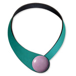 Load image into Gallery viewer, Petrol Leather Necklace + Ceramic Button
