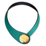 Load image into Gallery viewer, Petrol Lethaer Necklace + Metal Button
