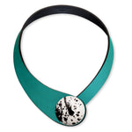 Load image into Gallery viewer, Petrol Leather Necklace + Ceramic Button
