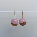 Load image into Gallery viewer, Pink &amp; gold long earrings
