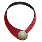 Load image into Gallery viewer, Red Leather Necklace + Ceramic Button
