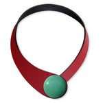 Load image into Gallery viewer, Red Leather Necklace + Ceramic Button
