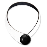 Load image into Gallery viewer, White Leather Necklace + Ceramic Button
