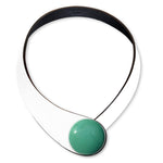 Load image into Gallery viewer, White Leather Necklace + Ceramic Button
