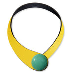 Load image into Gallery viewer, Yellow Leather Necklace + Ceramic Button
