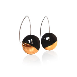 Black & gold long earrings
