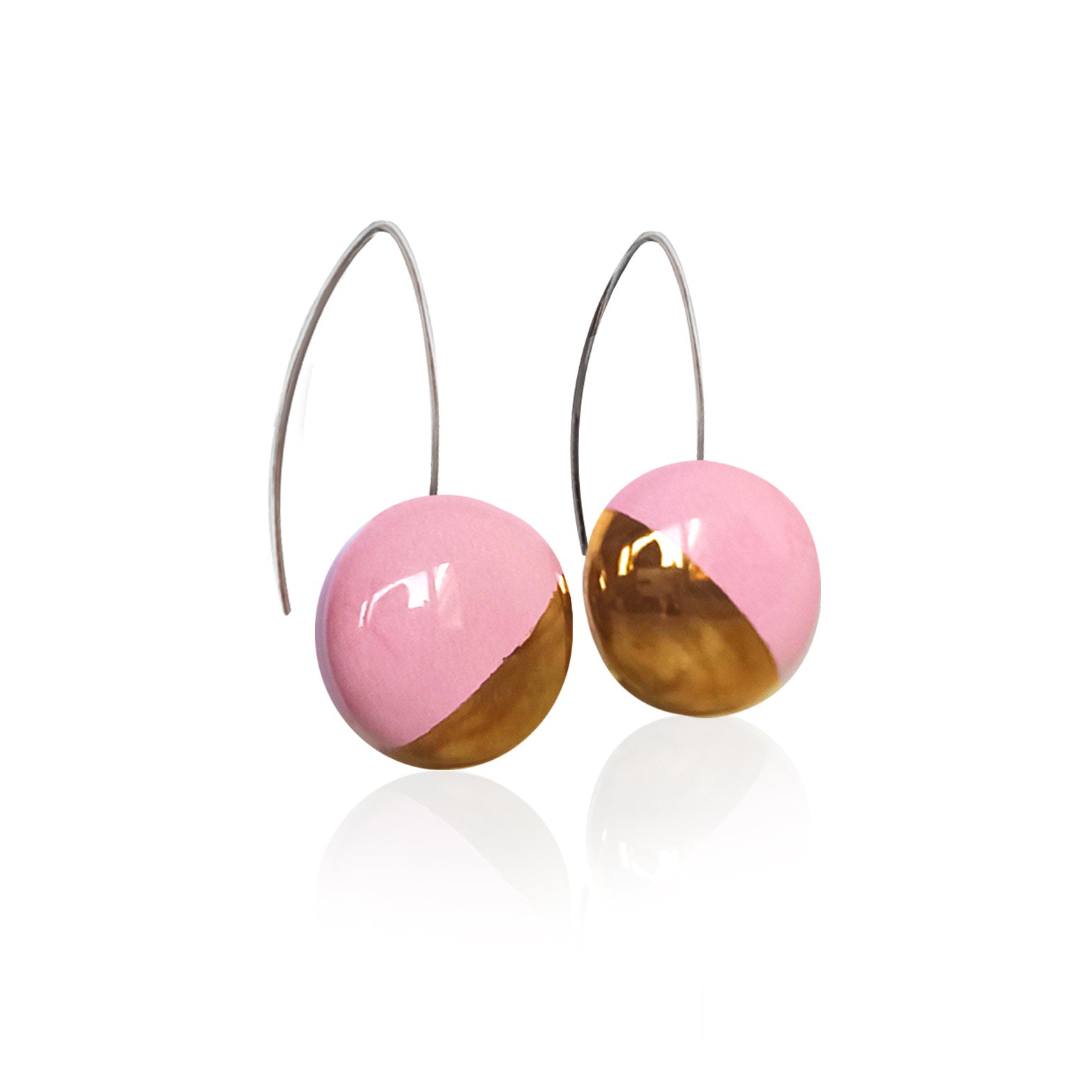 Pink & gold long earrings